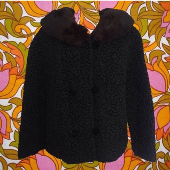 Vintage Jackets & Blazers - Vintage 60's Persian Lamb Jacket with Fur Collar